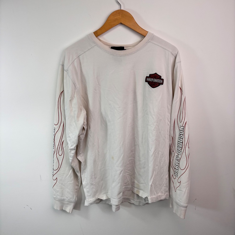 Y2K Harley-Davidson Performance Long Sleeve Shirt XL Flames Biker Moto